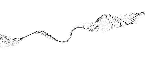 Flowing Dot Wave halftone gradient pattern on transparent background	
