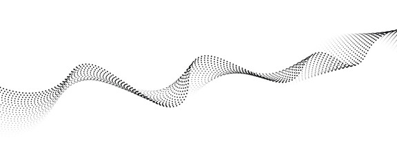 Flowing Dot Wave halftone gradient pattern on transparent background	
