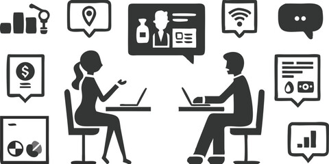 Collaborative Business Meeting Illustration