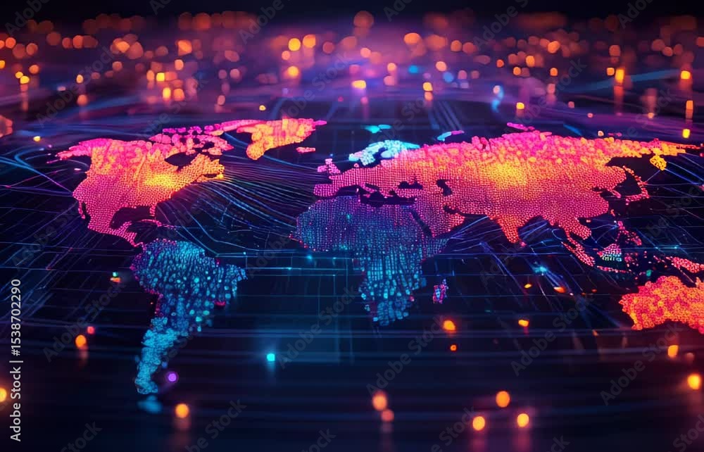 Poster global network. digital map. technology background. futuristic concept. data visualization. cyber se