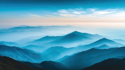 Obraz premium Misty Blue Mountain Range: stunning display of nature beauty and scenic grandeur