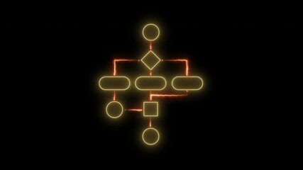 Business process and workflow automation with flowchart. Business and technology concept. Motion graphic of arranging processing management on transparent background. - Powered by Adobe