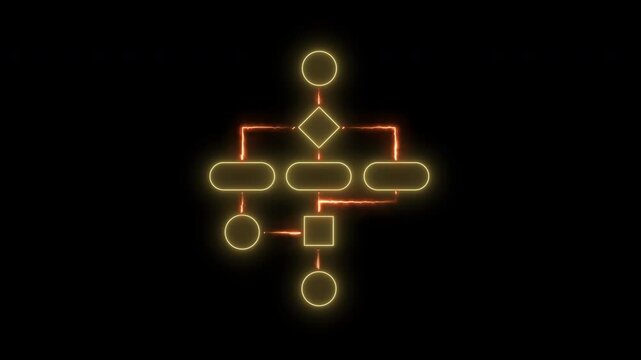 Business process and workflow automation with flowchart. Business and technology concept. Motion graphic of arranging processing management on transparent background.