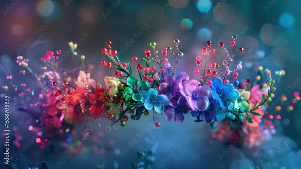Aufkleber a cluster of colorful flowers growing on a tree branch