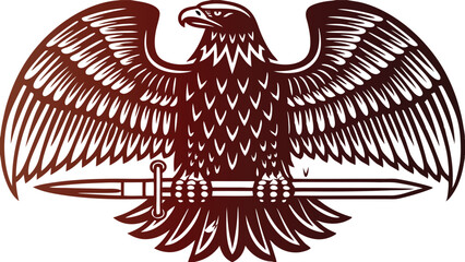 Warrior Eagle Vector Logo Holding a Knife in Claw


