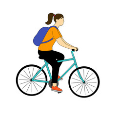 Fototapeta premium Vector of a woman riding a bicycle