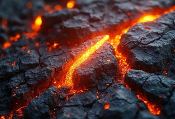 Cracks caused by lava flow