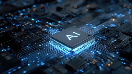 Artificial Intelligence Processor Concept. AI Big Data Array  Generative Ai