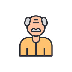 Cartoon Graphic Illustration Of An Upset Elderly Man On Transparent