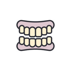 Whimsical Illustration Of Upper And Lower Set Of Artificial Teeth