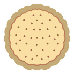Single cookie top view vector illustration on a white background, cracker, biscuit