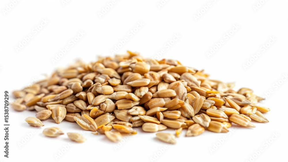Poster a stack of golden barley on a clean and simple white background