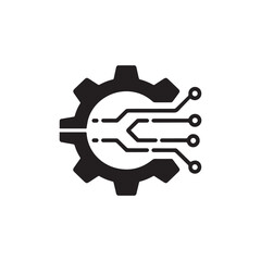 Gear and Circuit Technology Logo Icon Vector