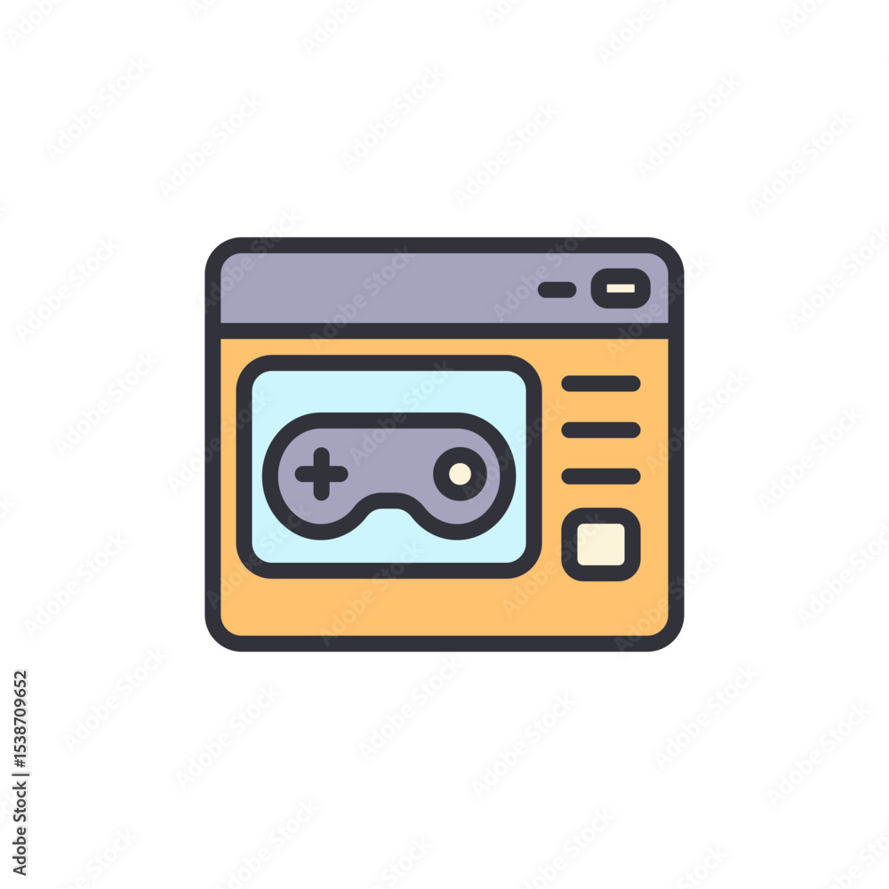 Poster stylized browser window displaying a classic video game controller design