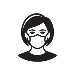 Female Avatar Wearing Medical Face Mask Icon Vector