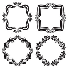Geometric Decorative Vector Floral Frames Set Collection
