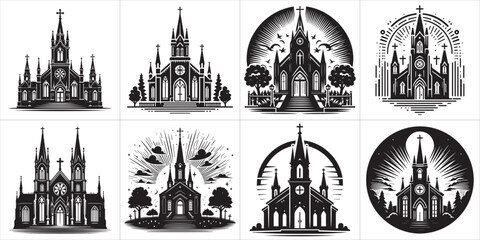Fototapeta premium Church Silhouette Clipart Design. 