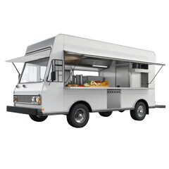 Food Truck Serving Delicious Meals in a Vibrant Urban Setting on transparent background