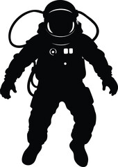 Astronaut in a spacesuit floating weightlessly in outer space silhouette