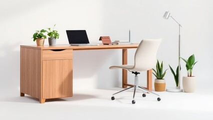 Serene Home Office Setup: Natural Light Workspace