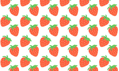 Cute Strawberry Seamless Pattern. Fruit Background. Vector Illustrations
