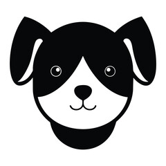 Cute Black and White Dog Face Icon Minimalist Pet Graphic