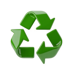 Obraz premium 3D Green Recycling Symbol Isolated on transparent Background