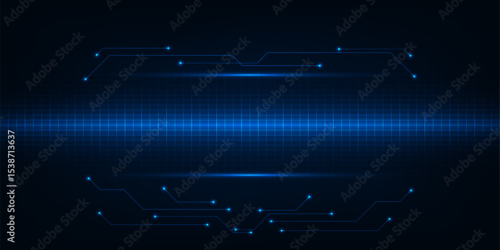 Poster abstract blue futuristic digital background with hi tech circuit element for advertising and game gr