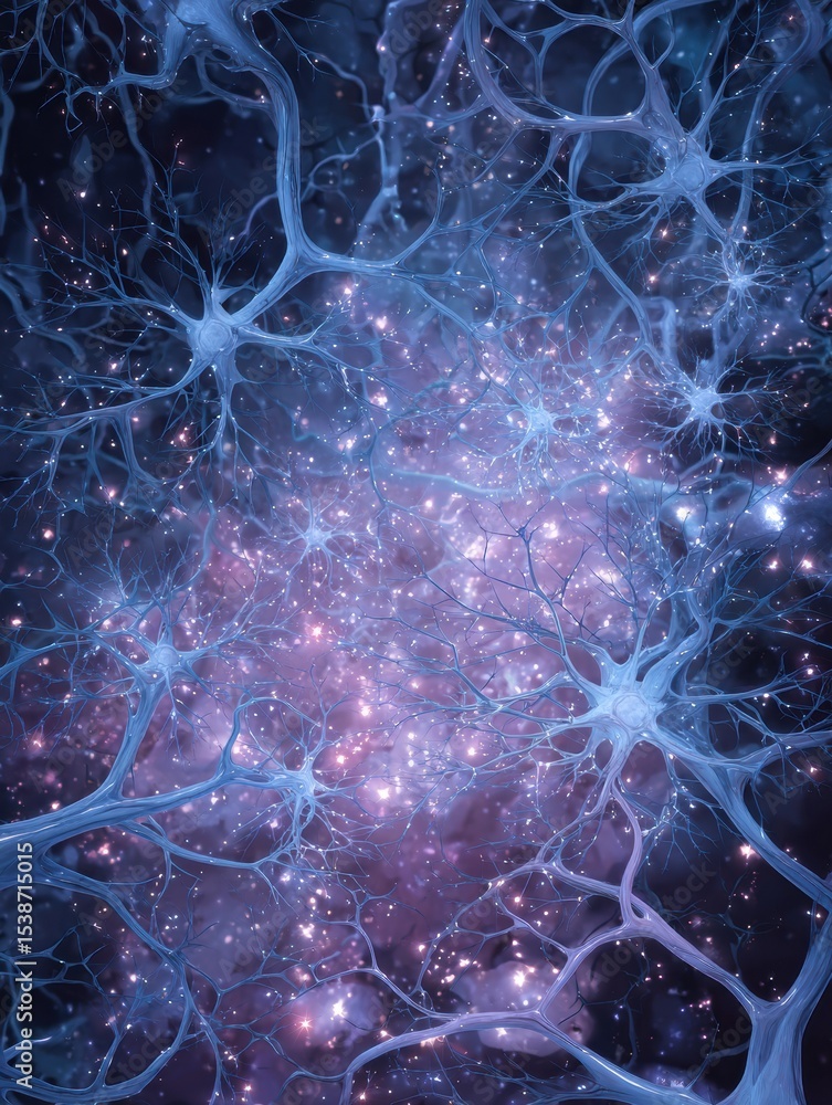 Aufkleber Surreal Representation of a Nerve System Branching Into Stars Set Against a Vast Cosmic Background