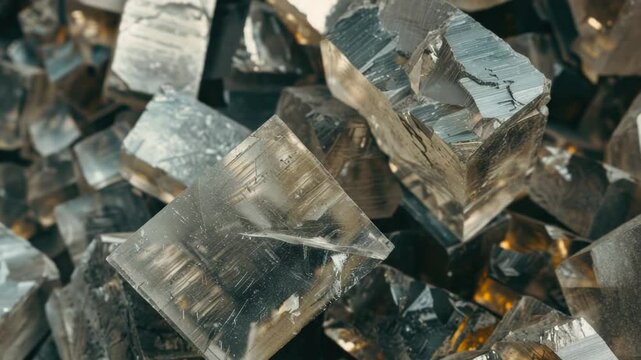 A close-up view of a group of crystals, with intricate details and sparkling facets