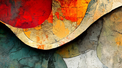 cuadro decorativo de figuras o textura desgastada con movimiento o figuras modernas colores fuertes vibrantes ideas y armonia