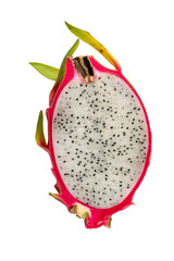 High-resolution photograph of Thai fruit, The half piece of dragon fruit, taken with focus stacking technique.