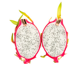 High-resolution photograph of Thai fruit, The half piece of dragon fruit, taken with focus stacking...