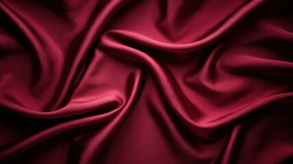 Obraz premium Close-Up of Crimson Satin Fabric with Flowing Soft Folds