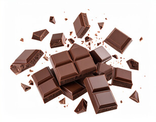 chocolate bar floating on white background