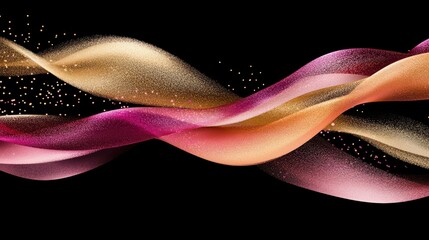 Golden and Pink Twisting Ribbons in Abstract Space