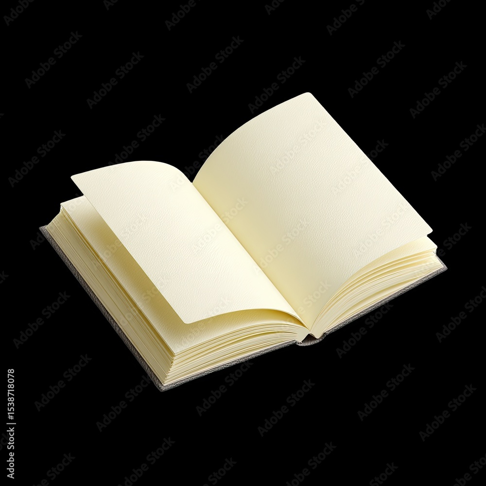 Poster plain notebook with cream pages slightly open, showcasing its simple design and texture, perfect for