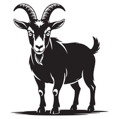 Obraz premium Detailed Full-Body Goat Vector Illustration Elegant Black Silhouette for Wildlife and Agricultural Design Projects High-Resolution Vector Perfect for Logos, Branding, and Digital Media . Thank You. 