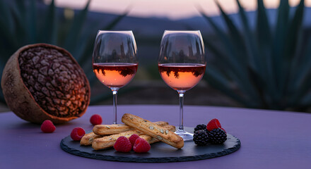 Romantic Sunset Rose Wine Tasting with Gourmet Snacks and Agave