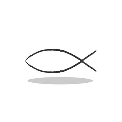 Abstract fish Symbol icon with shadow