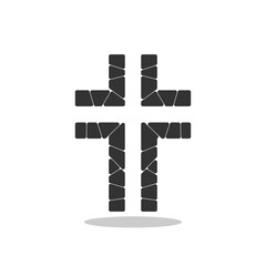 Christian Cross stone icon with shadow