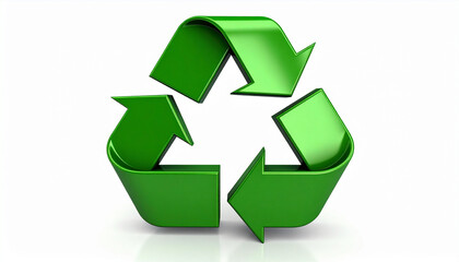 Obraz premium 3D recycling icon floating on white background