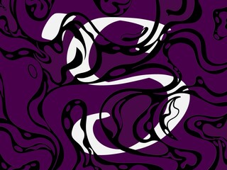 white letter s, alphabet s on dark purple abstract background
