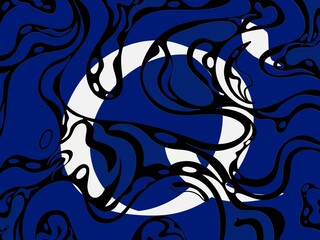 white letter q, alphabet q on dark blue abstract background