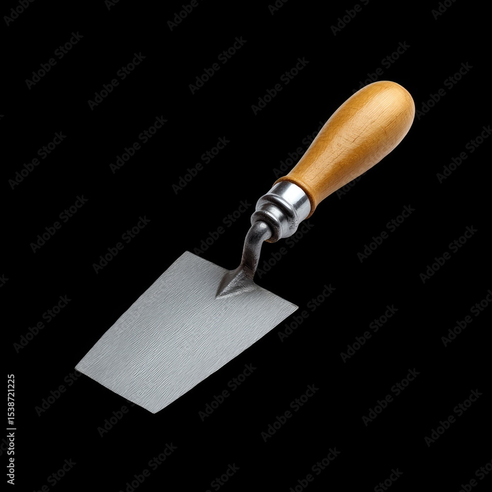Aufkleber margin trowel with narrow rectangular blade and wooden handle, ideal for precise work in tight space