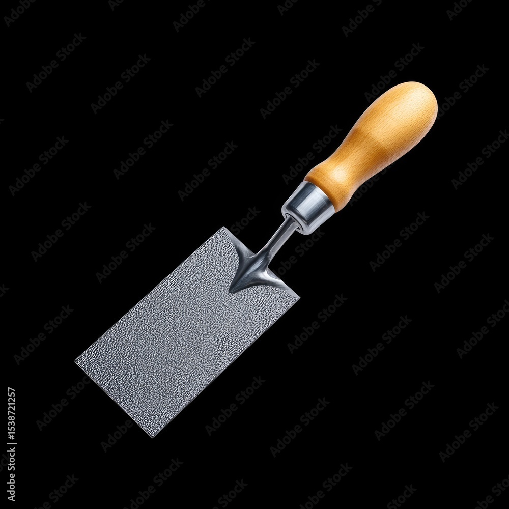 Aufkleber margin trowel with narrow rectangular blade and wooden handle, ideal for precise work in tight space
