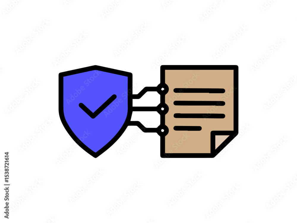 Poster the image depicts a digital data protection icon. on the left side, there is a blue shield with a ch