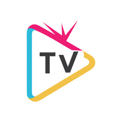 TV or Television channel icon logo design vector template