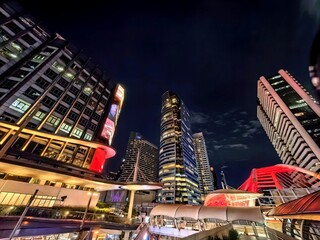 Bangkok Modern Skyscrapers Night Cityscape Illuminated