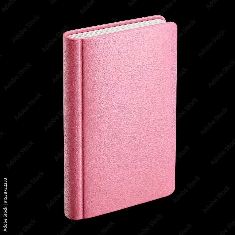 Poster pink solid color notebook with textured cover, perfect for writing notes or journaling. its simple d